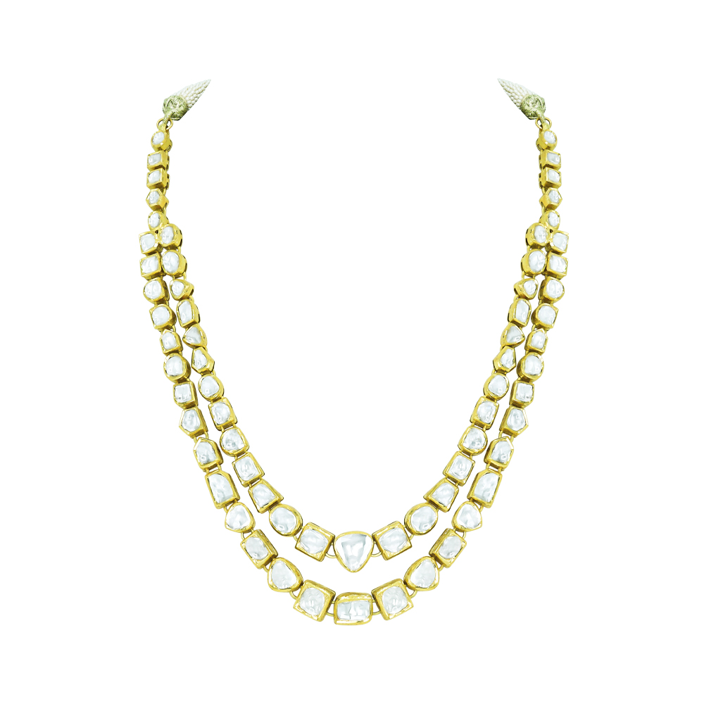 Twin-Line Necklace with Unshaped Polki Diamonds